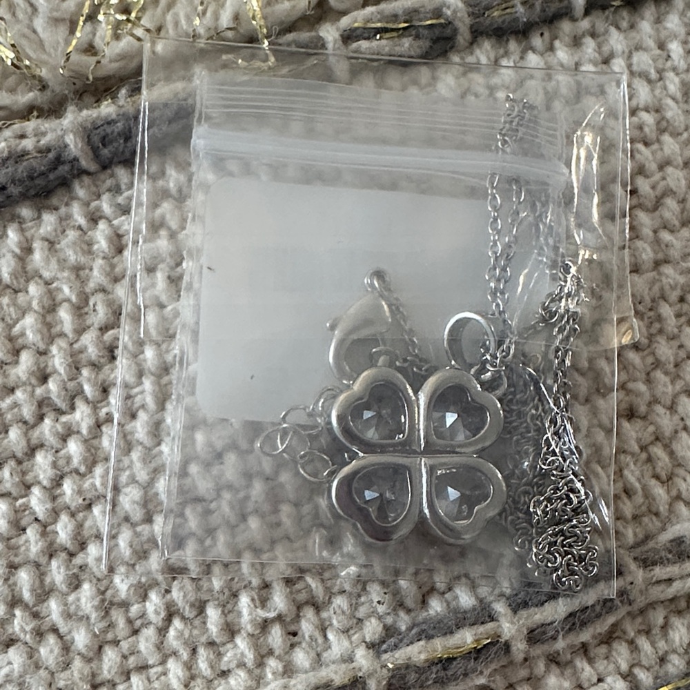 Adornia Adjustable Clear Crystal Heart Clover Necklace - Picture 6 of 6